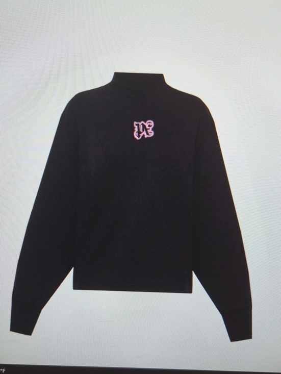Palm Angels Tops - Palm Angels Black Mock Neck Sweatshirt with Pink Logo Size S Good For M